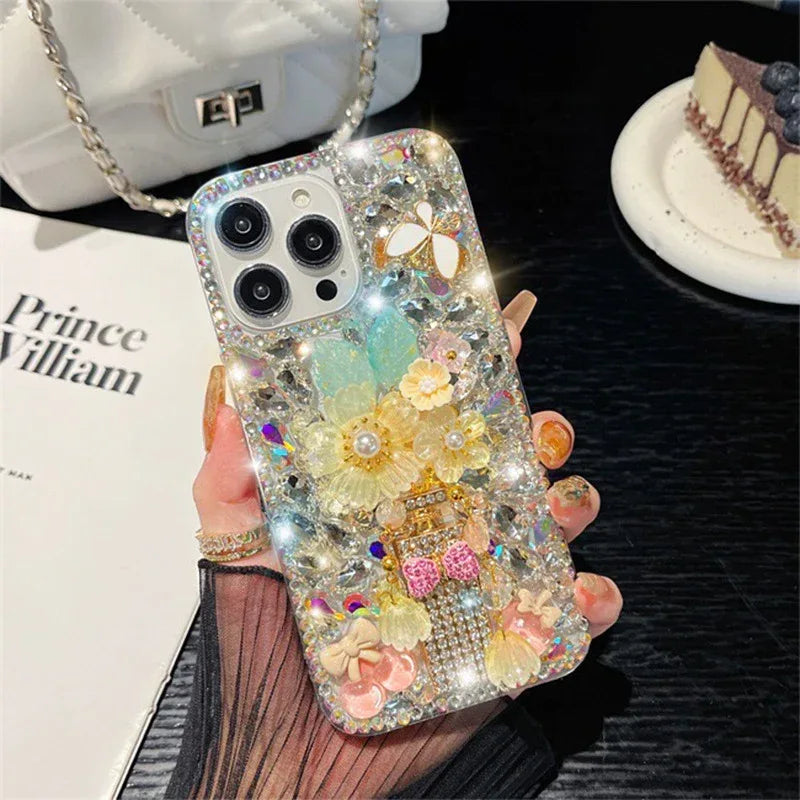 Flower Bow Rhinestone Tie Shell iPhone Case - Viexta