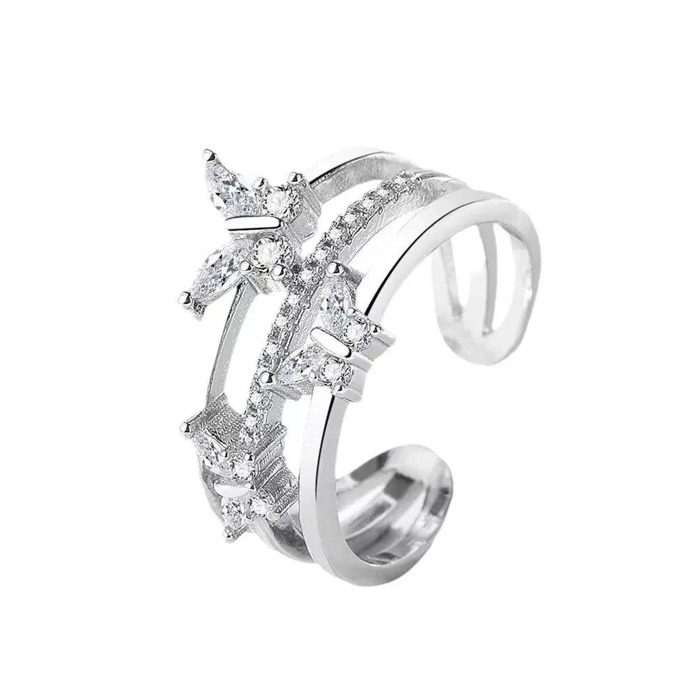 Double Butterfly Flash Zircon Ring - Viexta