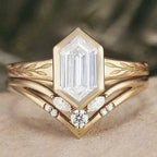 Gold Wheat Shape Rectangular Zircon Ring - Viexta