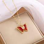 Crystal Butterfly Titanium Steel Necklace - Viexta