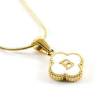 Stainless Steel Clover Shell Letter Pendant with Chain - Viexta
