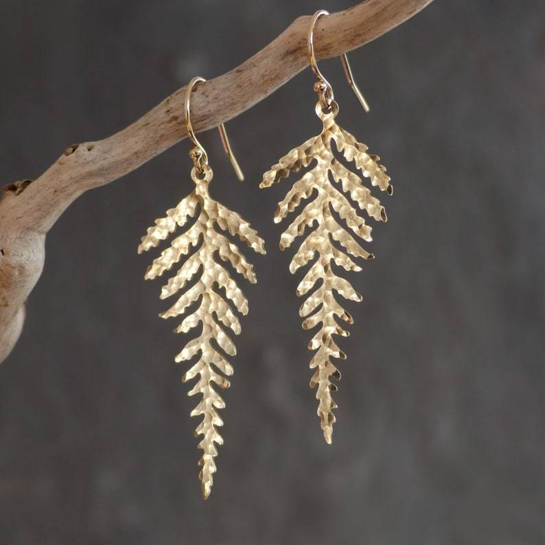 Tassel Bohemian Gold Leaf-shaped Earring - Viexta