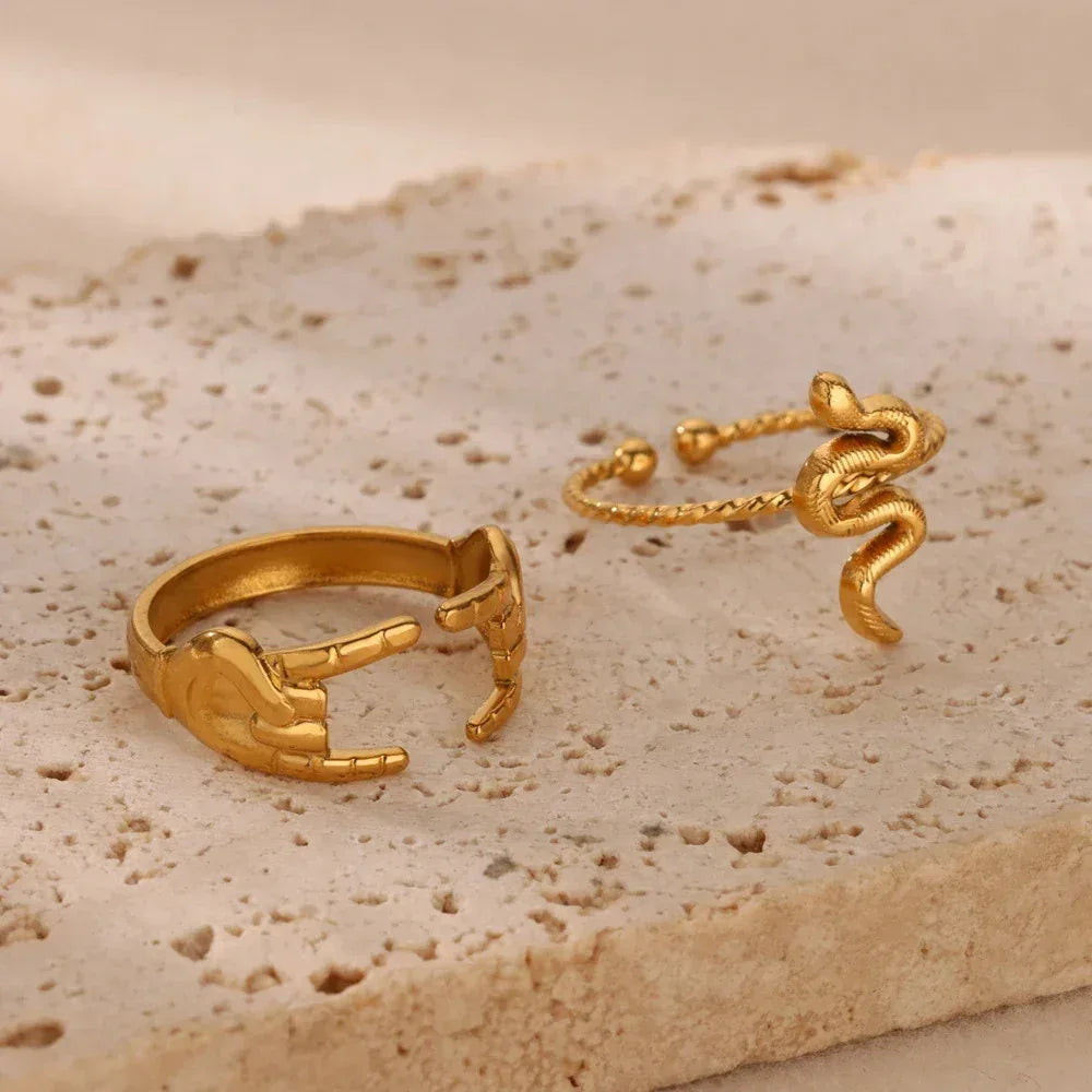 Snake-shaped Rock Wind Ring - Viexta
