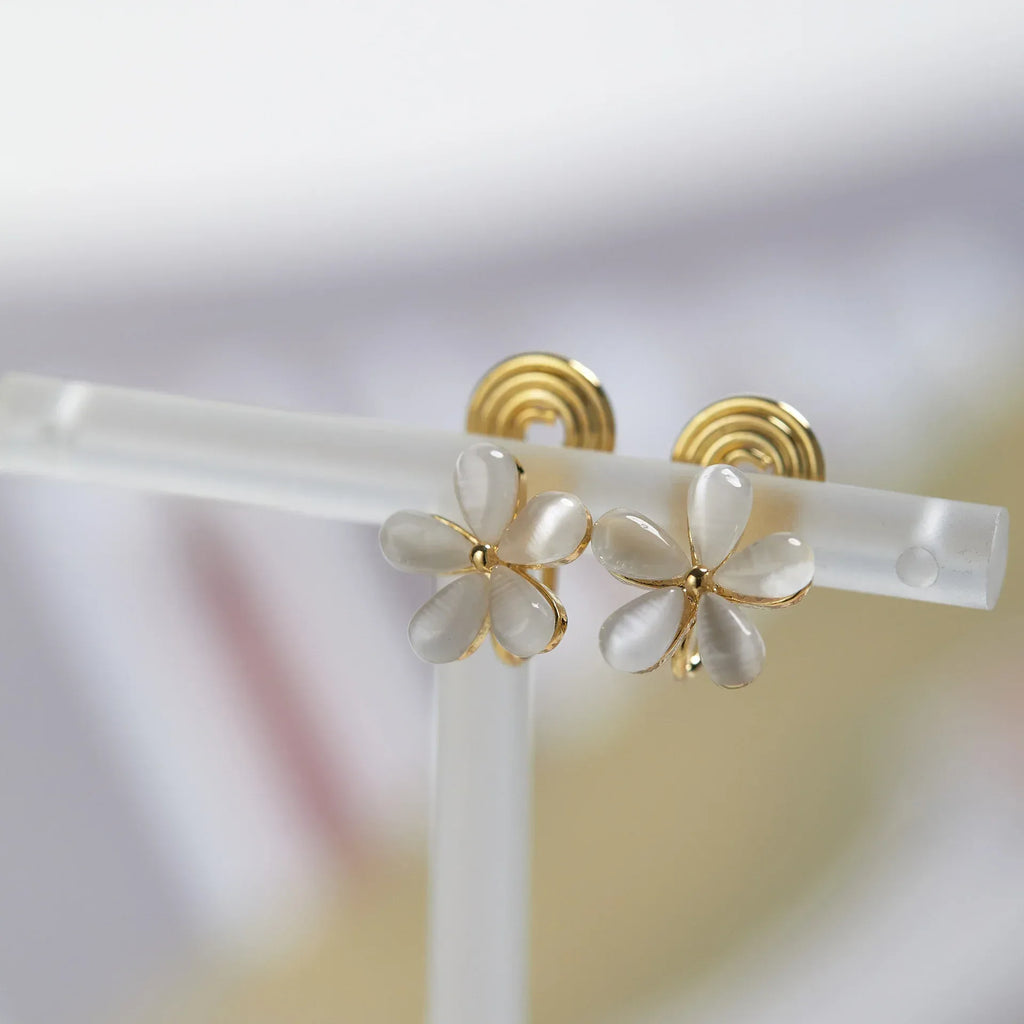 Opal Flower Stud Earrings - Viexta