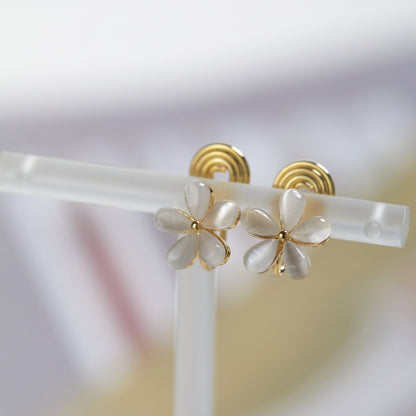 Opal Flower Stud Earrings