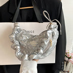 Shiny Silver Color Cloud Bag - Viexta
