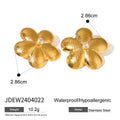 18K Stainless Steel Brushed Flower Rhinestone Earrings - Viexta