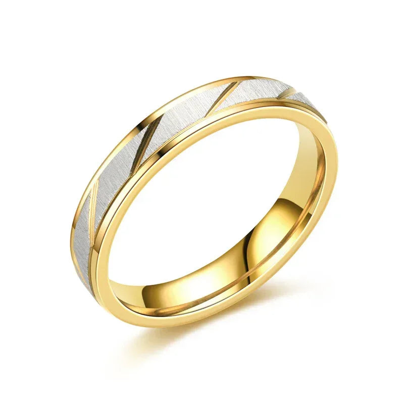 Diagonal 18K Titanium Steel Ring - Viexta