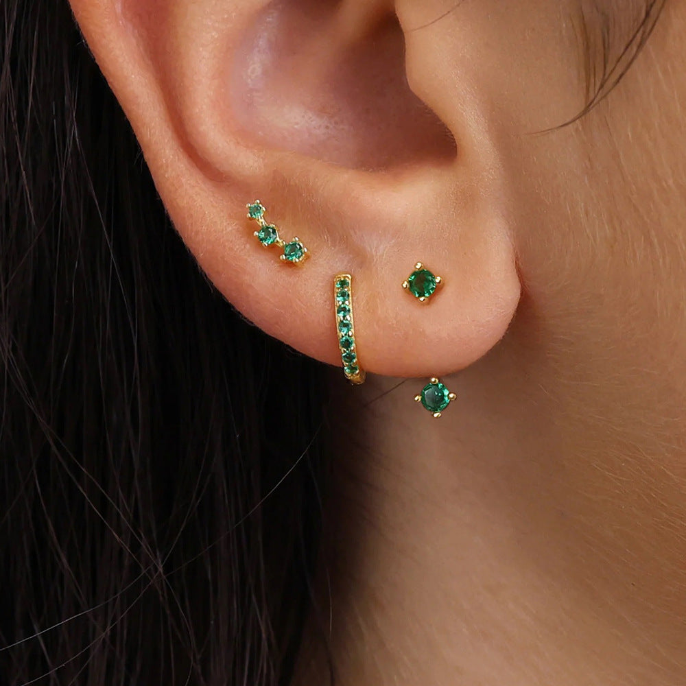 Women's Inlaid Zircon 18K Gold 6-piece Set Trendy Earrings