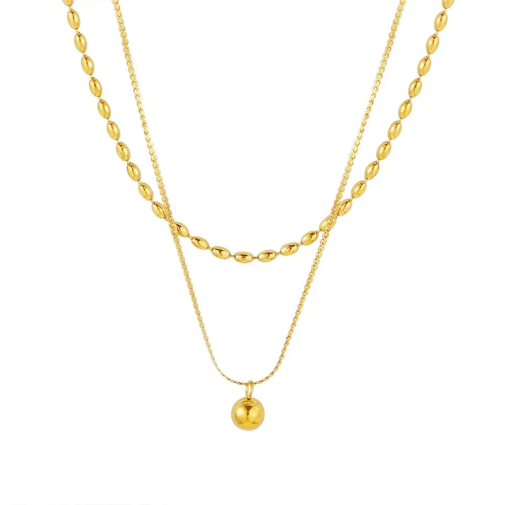 Minimalist Double-layer Golden Balls Necklace - Viexta
