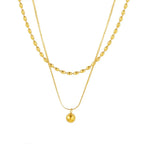 Minimalist Double-layer Golden Balls Necklace - Viexta