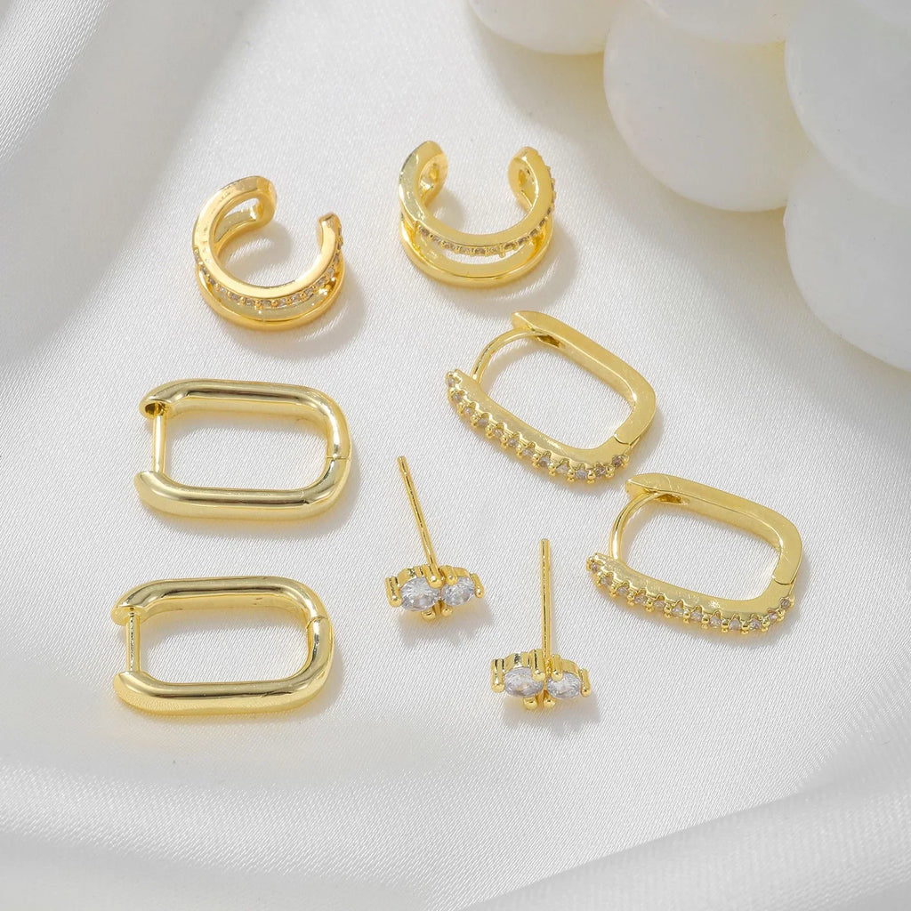 inlaid-zircon-geometric-versatile-ladies-earring-set - Viexta