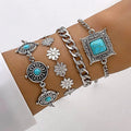 Turquoise Leaf 4Piece Bracelet Set - Viexta