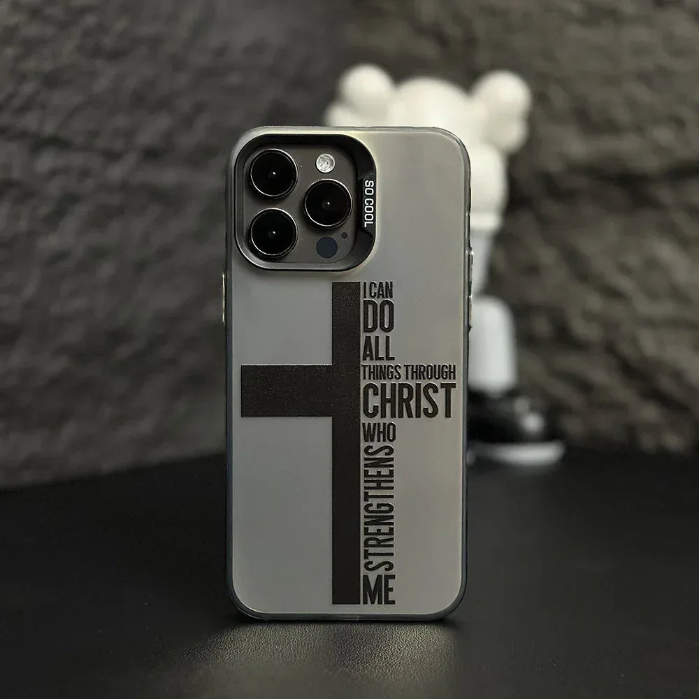 Cross English Color Silver Drop-resistant iPhone Case - Viexta