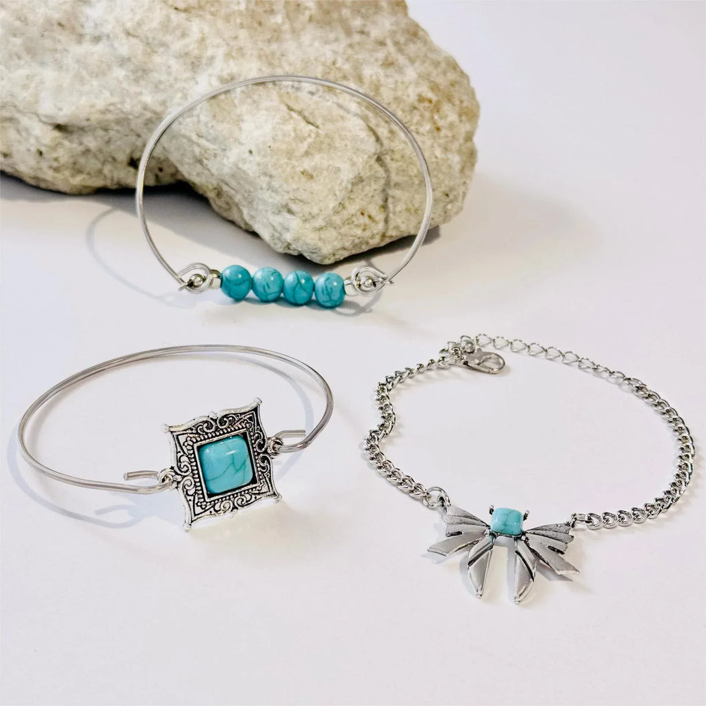 Turquoise Leaf 4Piece Bracelet Set - Viexta