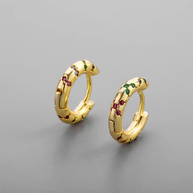 Diamond-embedded Gold-plated Versatile Earrings - Viexta