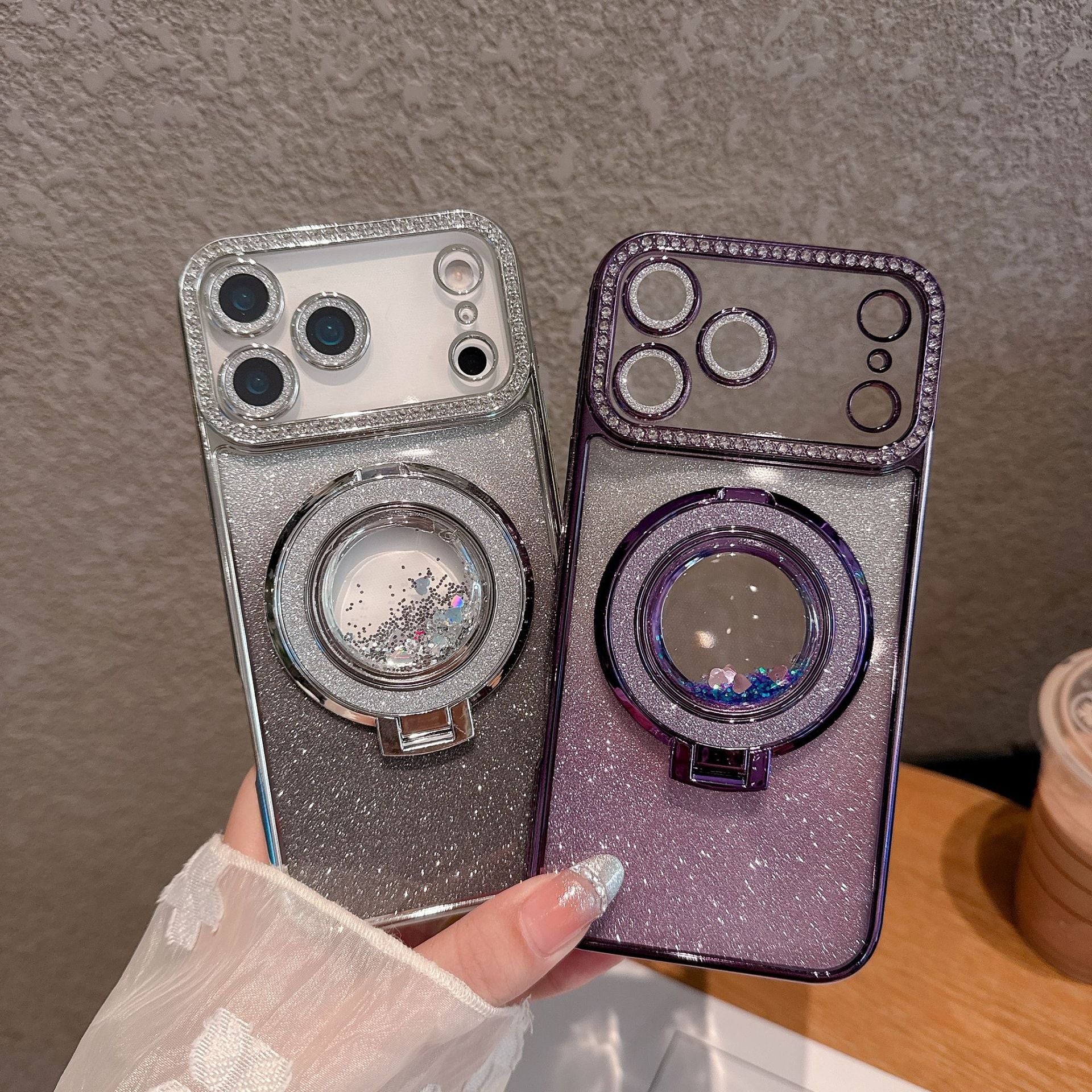 Edge Diamond Magnetic Quicksand Bracket Drop-resistant iPhone Case