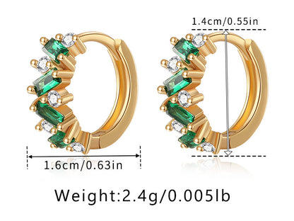 Leaf Inlaid Zircon Emerald Ear Clip