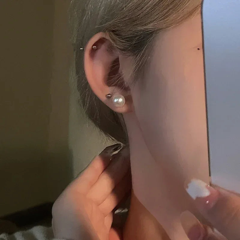 Zircon Heart Pearl Earrings - Viexta