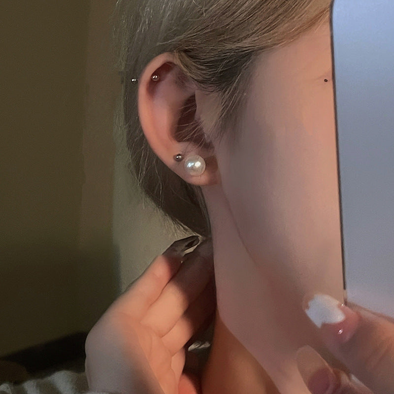 Zircon Heart Pearl Earrings