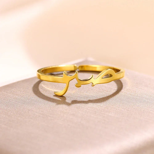 Arabic Stainless Steel Gold Plated Vintage Ring - Viexta
