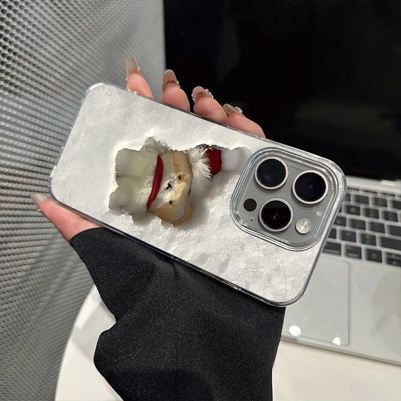Three-dimensional Relief Drop-resistant Silver Snow Bear iPhone Case - Viexta