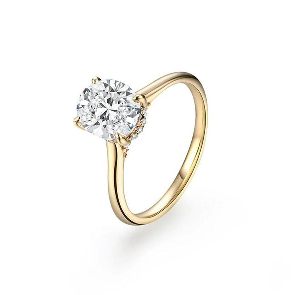 14K Gold High-grade Oval Zircon Ring