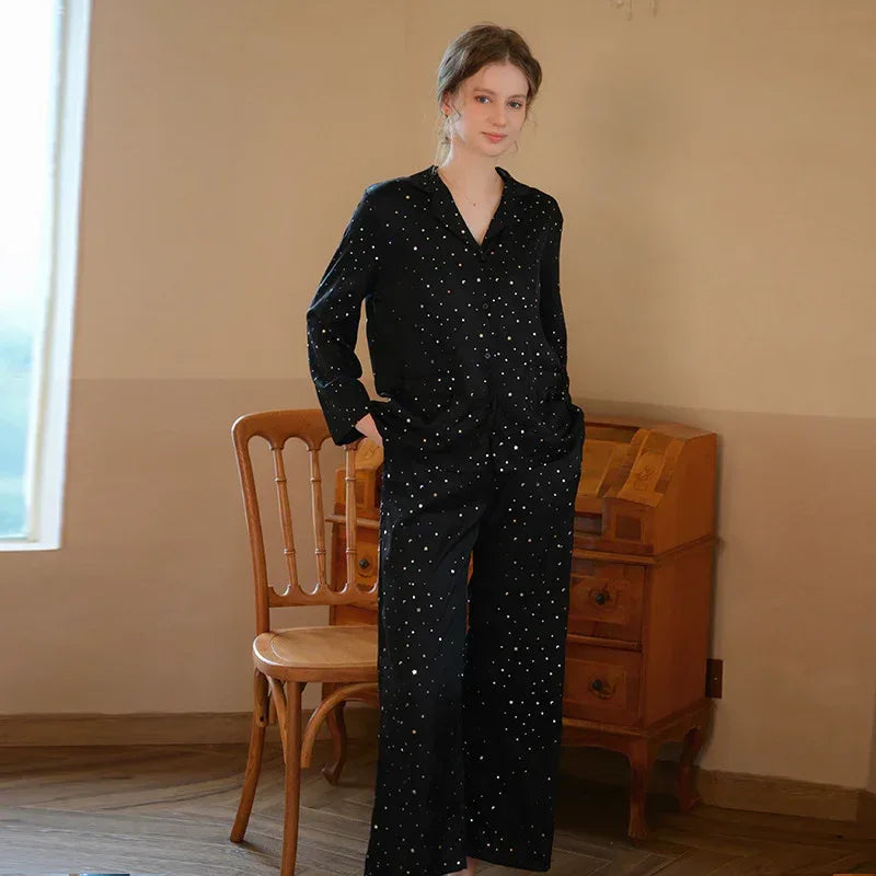 Long-sleeved Trousers Ice Silk Pajamas Suit - Viexta