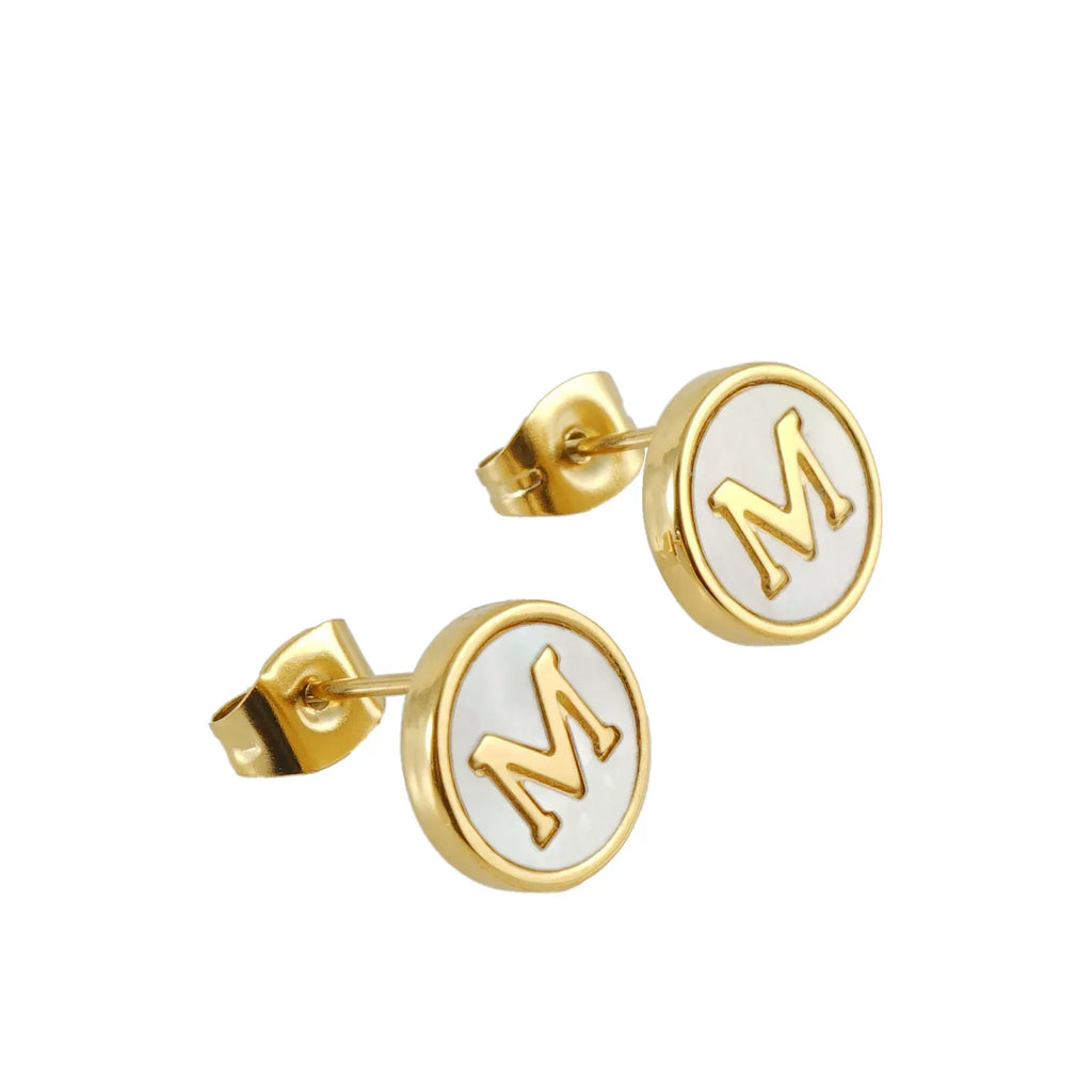 Titanium Steel 26 English Alphabet Letter Studs - Viexta