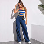 Women's High Waist Wide Leg Summer Jeans - Viexta