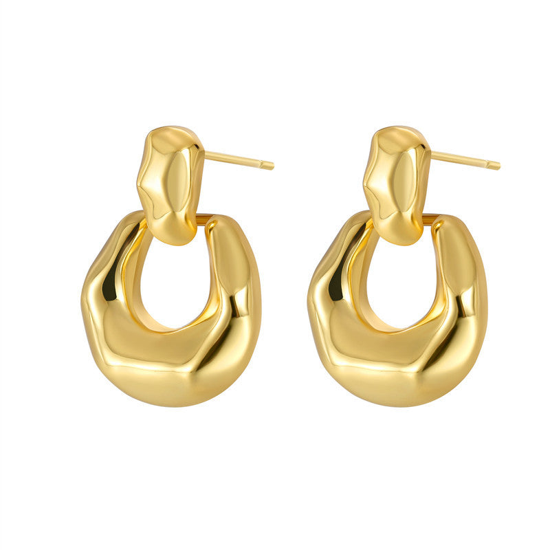 18K Retro Irregular Three-dimensional Geometric Stud Earrings