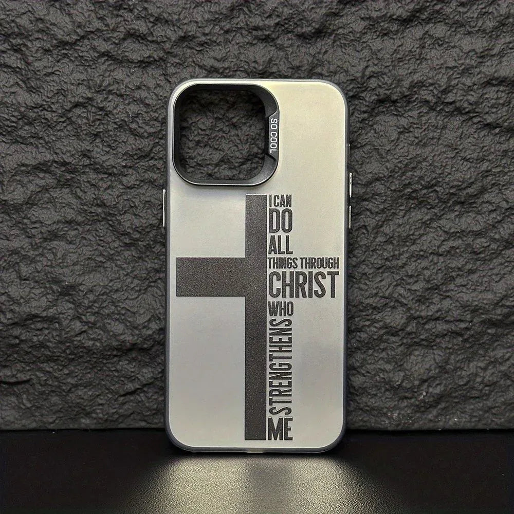 Cross English Color Silver Drop-resistant iPhone Case - Viexta