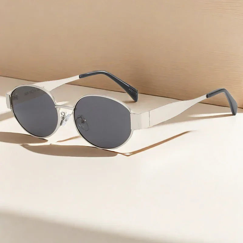 Oval Women's Metal Vintage Sunglasses - Viexta