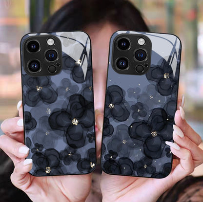 Black Flower Glass IPhone Case