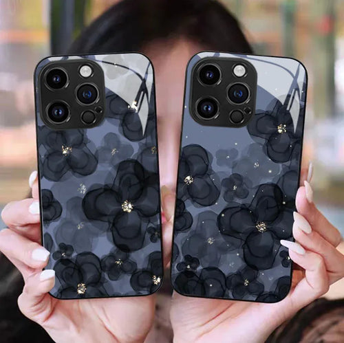 Black Flower Glass IPhone Case - Viexta