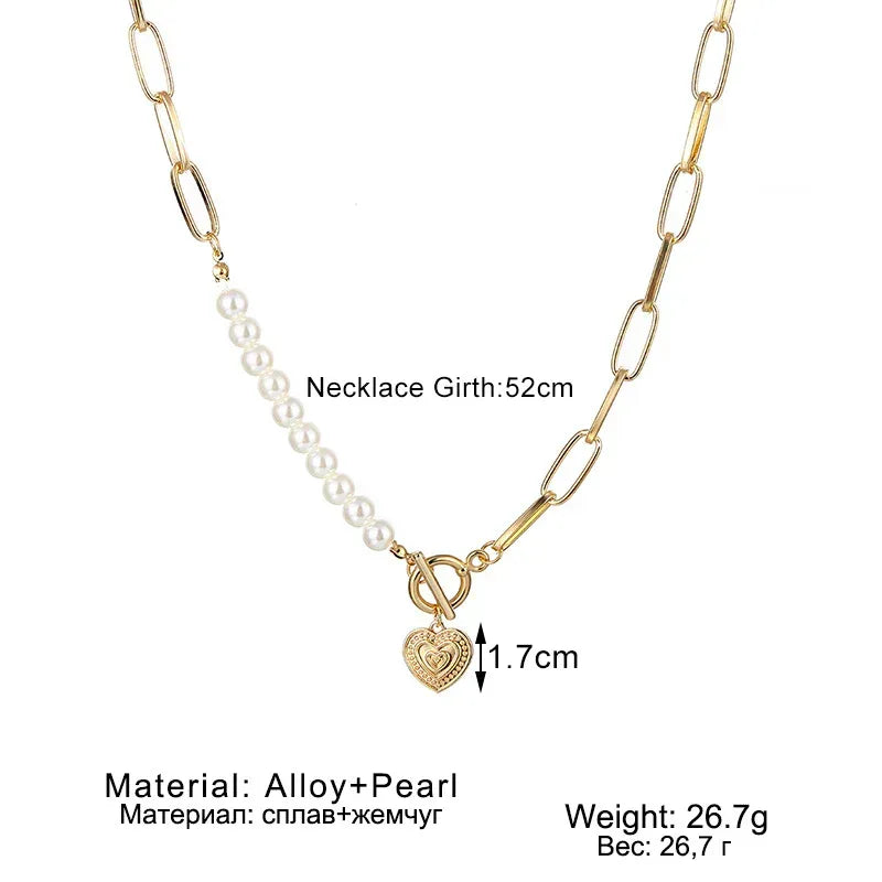 Fairy Temperamental Pearl Love Necklace - Viexta