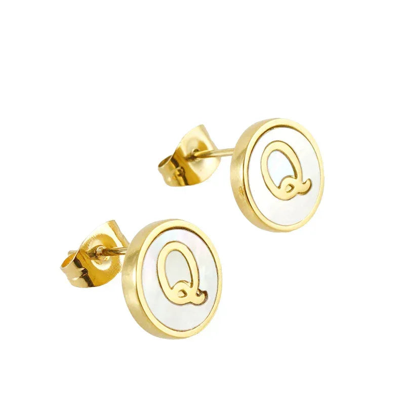 Titanium Steel 26 English Alphabet Letter Studs - Viexta