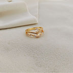 Golden Lily Crystal Ring