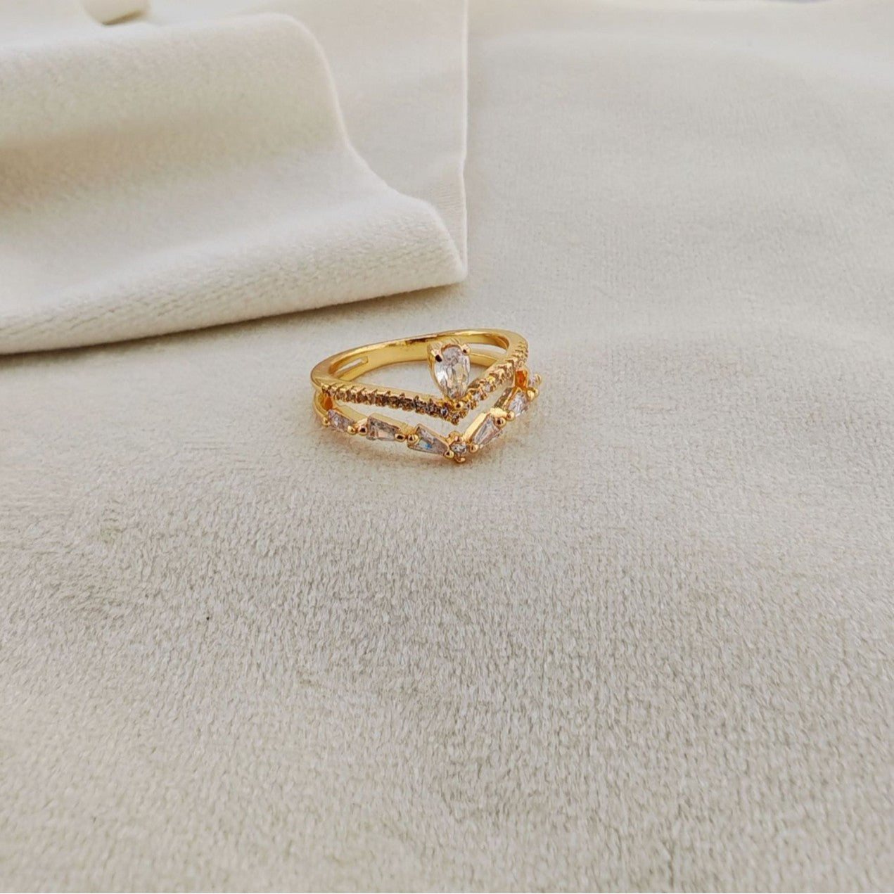 Golden Lily Crystal Ring