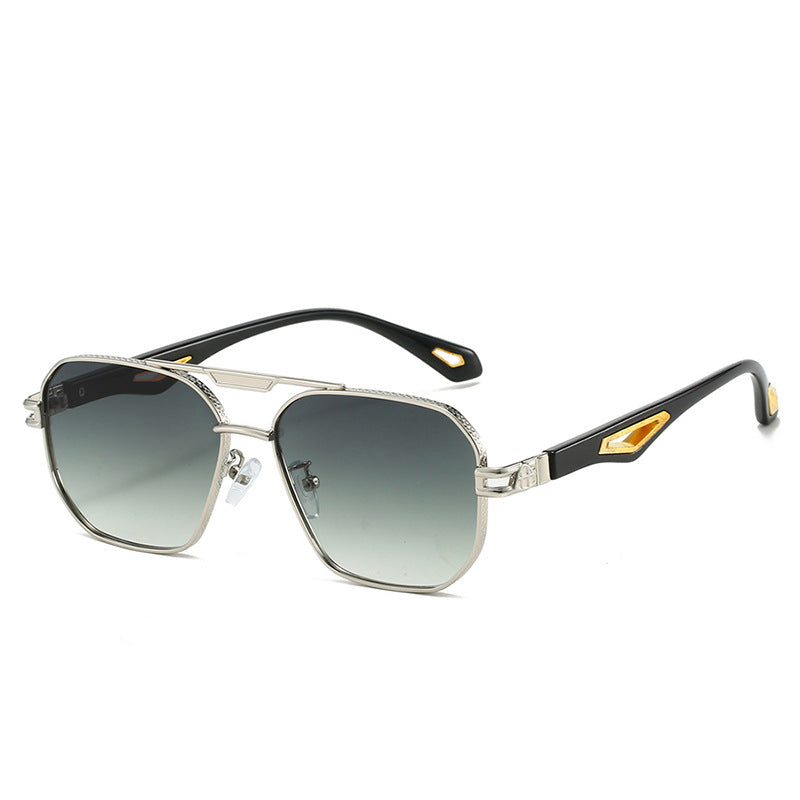 Double Beam Box Hollow Sunglasses