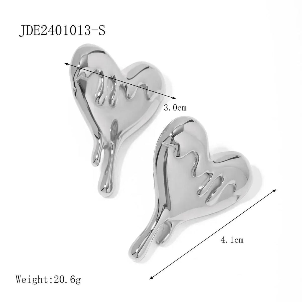 18K Melting Love Heart Earrings - Viexta