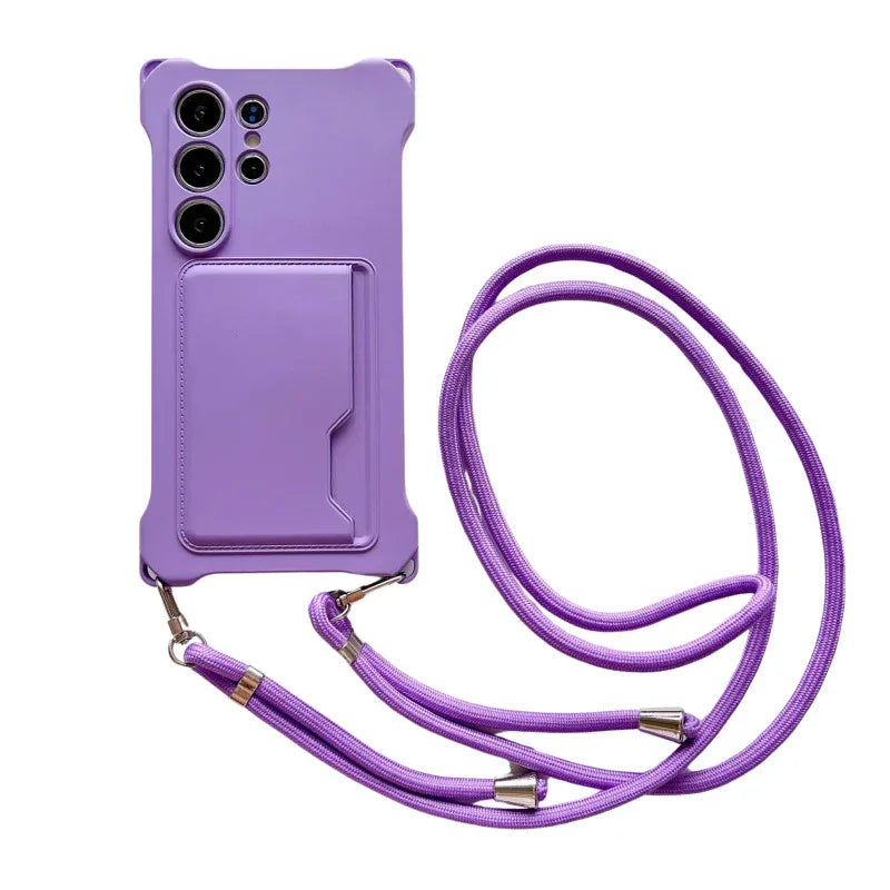 Four-corner Liquid Card Holder Lanyard iPhone Case - Viexta