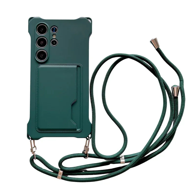Four-corner Liquid Card Holder Lanyard iPhone Case - Viexta