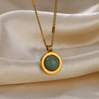 Oval Cat's Eye Pendant Titanium Steel Necklace - Viexta