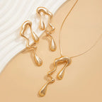 Liquid Metallic Irregular Water Drop Necklace/Earrings - Viexta