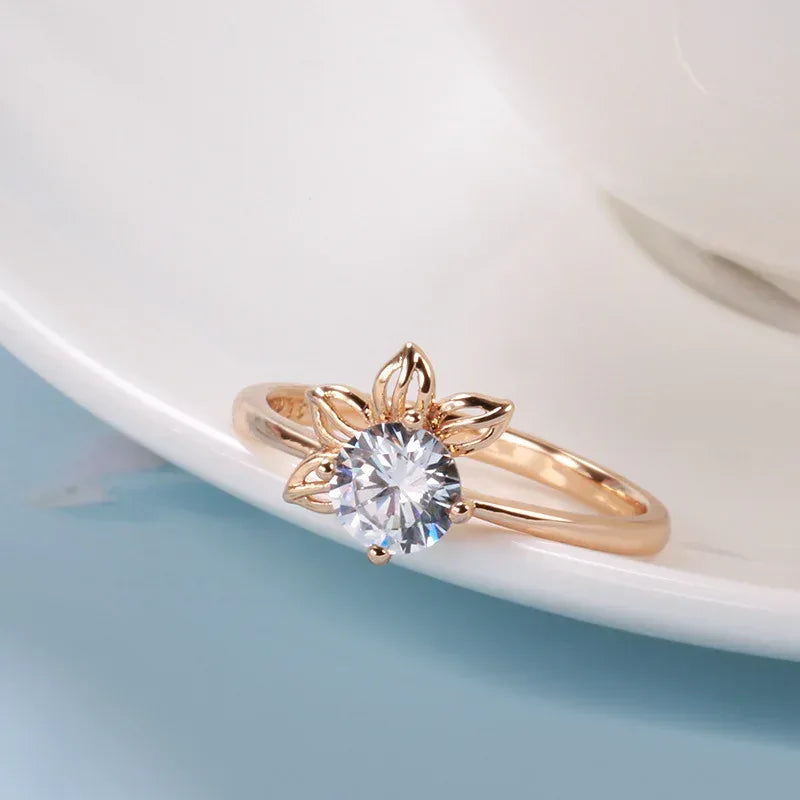 Rose Gold Petal Ring For Women - Viexta