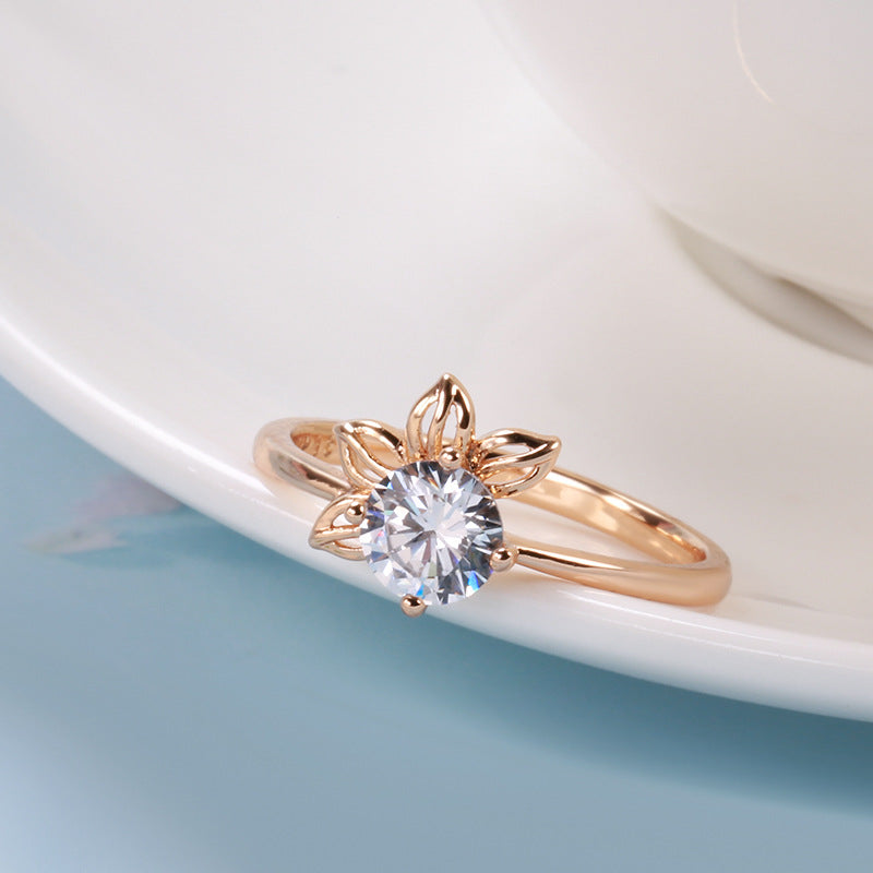 Rose Gold Petal Ring For Women