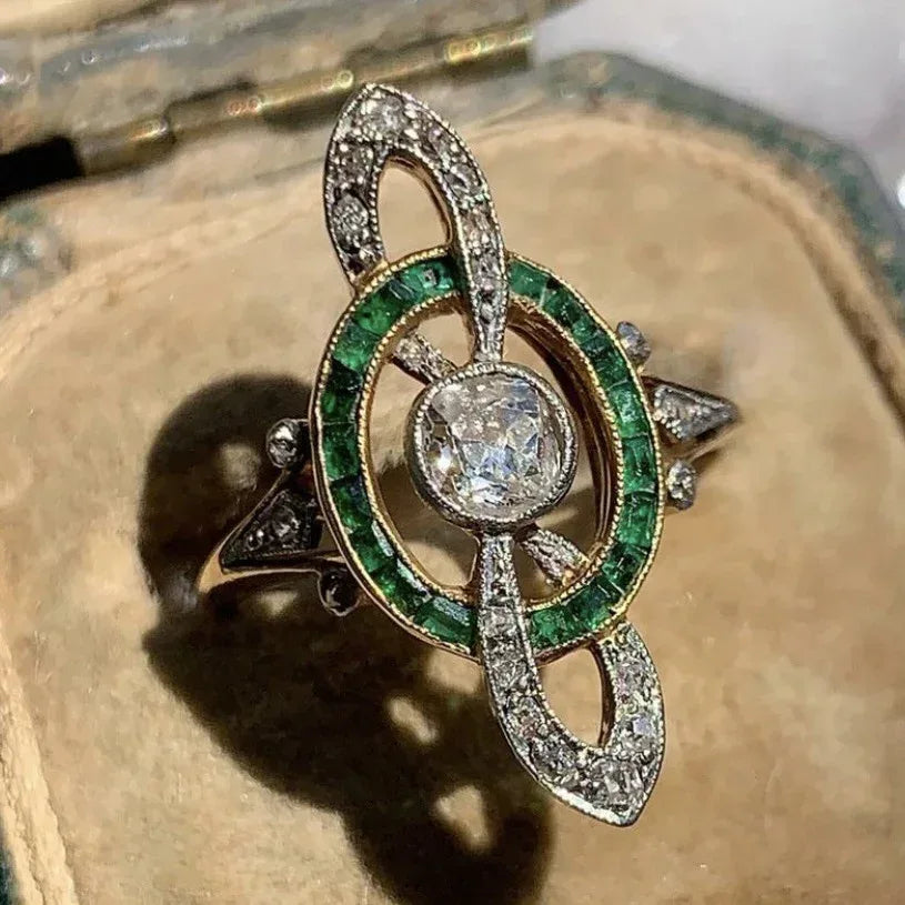 Vintage Alloy Inlaid Zircon Ring For Women - Viexta