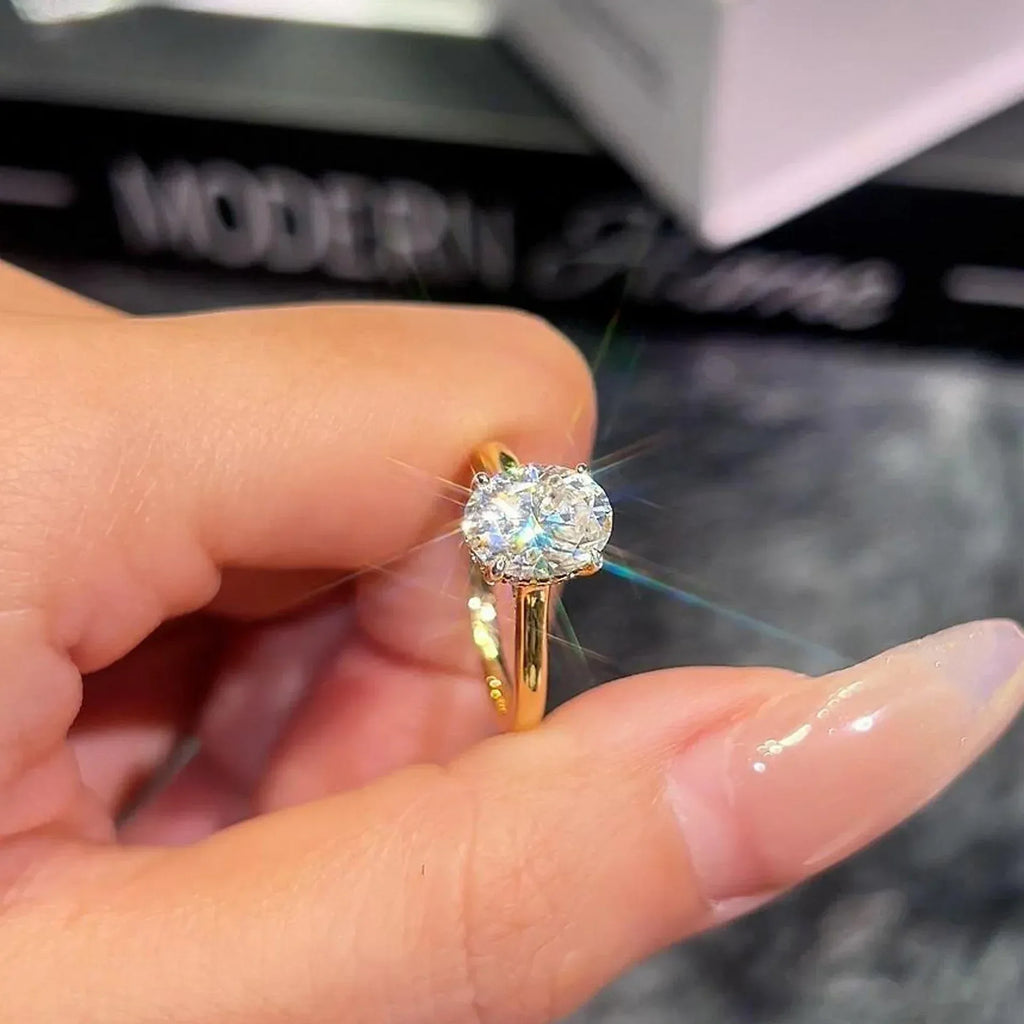 14K Gold High-grade Oval Zircon Ring - Viexta