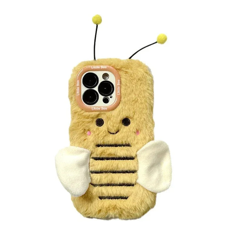 Plush Cartoon Bee Lens Bracket iPhone Case - Viexta